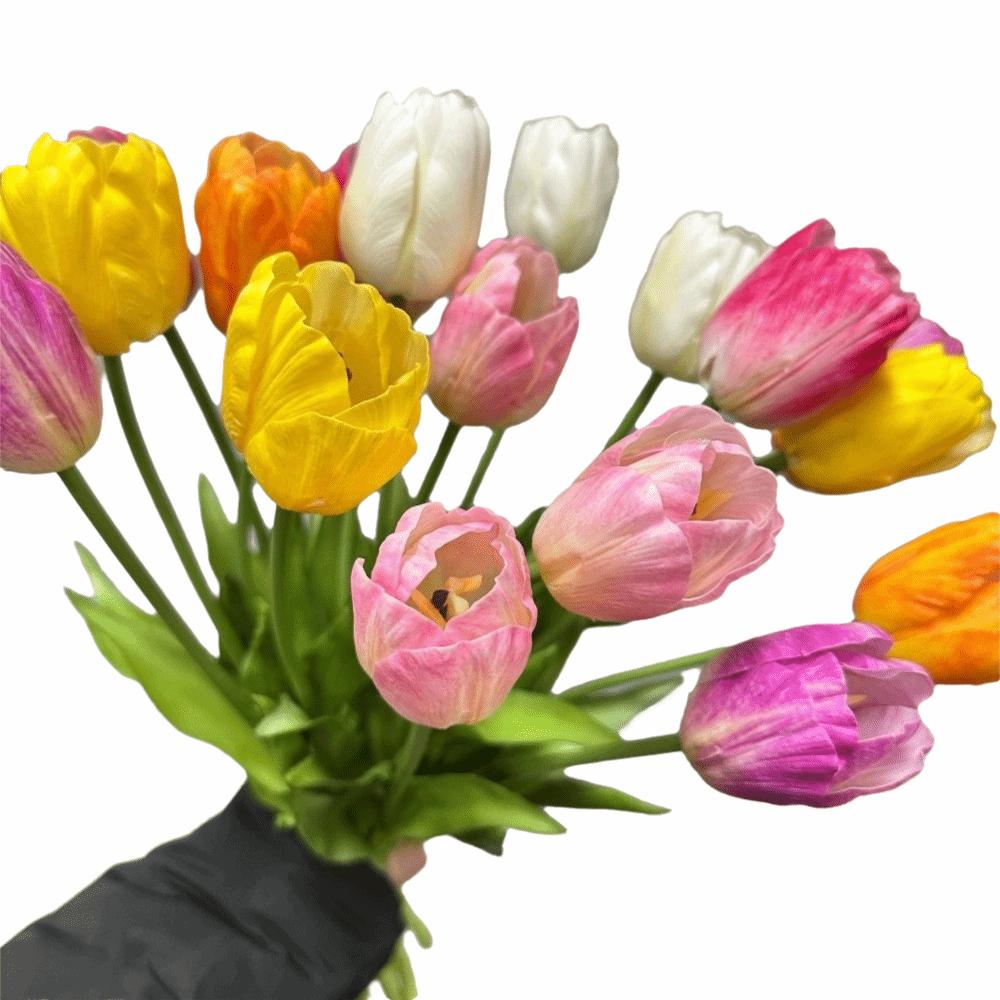 High-End Realistic Tulip Simulation Flower Flower Arrangement Hand-Held Design Artificial Flower Parrot Tulip Real Touch Tulip