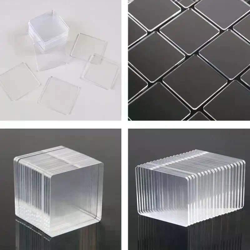 5 Sets DIY Refrigerator Magnet Transparent Acrylic Square Round With Magnetic Sheet Material Package Home Decor Gift For Kids