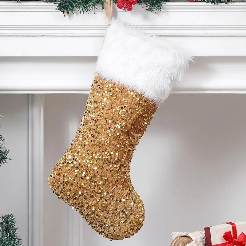 

Christmas Stockings Sublimation Flip Sequins Socks Large Xmas Hanging Stocking for Christmas Fireplace Holiday Decorations 27x42cm