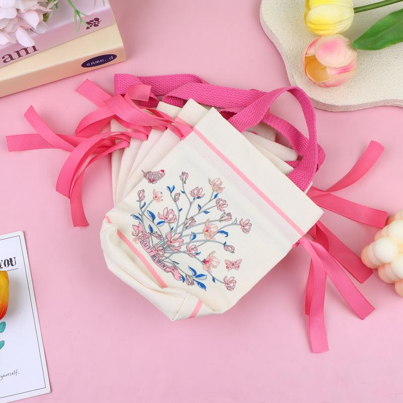 

5 шт. Мешки для свежих цветов Свадебные подарочные мешки Сладкие мешки с ручками Многофункциональные мешочки на завязках Прочные и красивые розовый