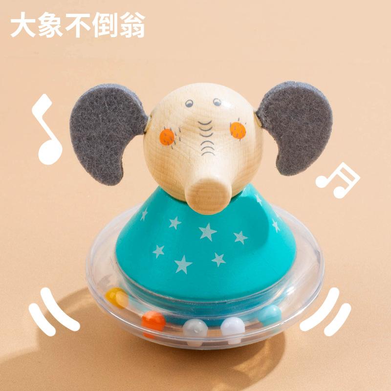 

Wooden Cartoon Cute Animal Large Tumbler Wooden Rattle Bed Bell Baby Baby Educational Toy