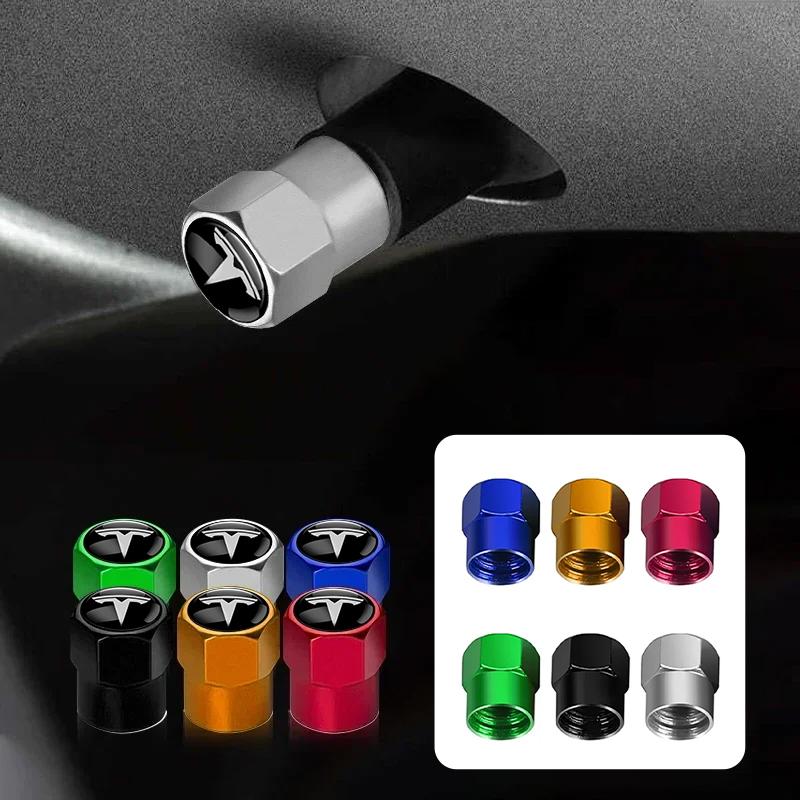 CGYJL1 for Car Aluminum Tire Valve Dust Caps Badge Protection Cover Accessories Emblem For Tesla Model 3 Y S X P75D P85D P90D