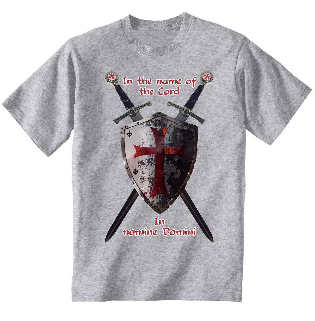Knights Templar Shield and Crossed Sword Inscriptions TShirt 100 Cotton ONeck Short Sleeve Casual Mens Tshirt Size S3XL