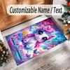 Alfombra de Suelo de Terciopelo de Cristal con Temática de Unicornio, Alfombra Cálida Personalizada con Nombre y Texto, Decoración del Hogar