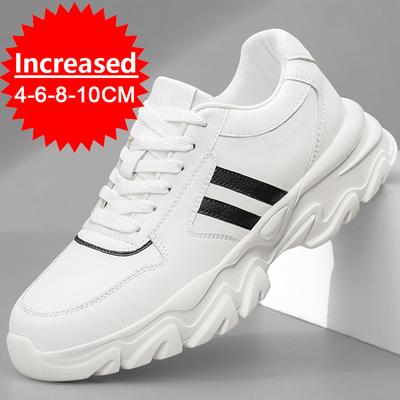 Fashion Elevator Shoes for Man Height Increase 8/10CM Luxury Sneaker Leather Men Hidden Heels Height Casual Leather Shoes Big Size 36-46