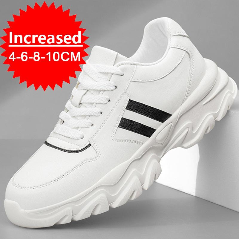Elevator Shoes for Man Height Increase 8/10CM Luxury Sneaker Leather Men Hidden Heels Height Casual Leather Shoes Big Size 36-46