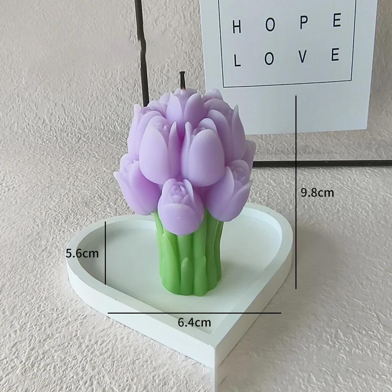 Korean Bud Scented Hand Bouquet Flower Aromatherapy Candles Tulip Flower Bouquet Candles Handmade Wedding Companion Gift