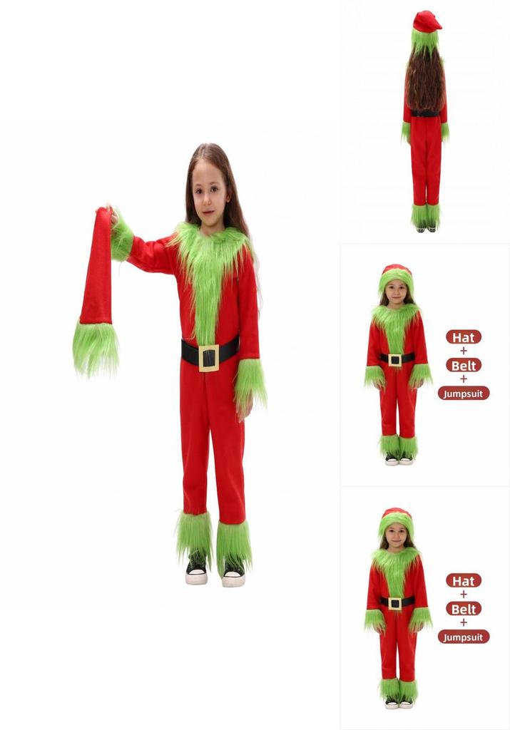 Grinch Weihnachtskostüm Für Kinder Mit Weichem Polyesterstoff Für Feiertagsaufführungen Perfekt