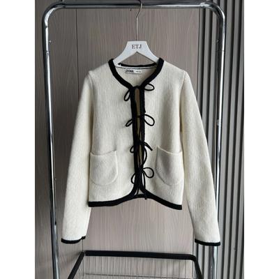 Belted Knit Cardigan Fashionable Pieced Color Block Design Women's Long Sleeve Knit Cardigan