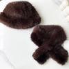 Neck Protection Fisherman Hat Thickened Cross Scarf Comfortable Faux Fur Hat Scarf  Winter