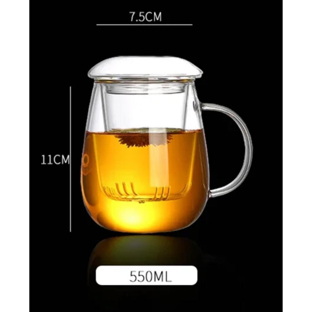 Chinese Style Tea Mug with Lid Filter 550ml.Coffee Cups Tea Set Mugs Beer Drink Office Mug Transparent Drinkware Glass Cup Mate