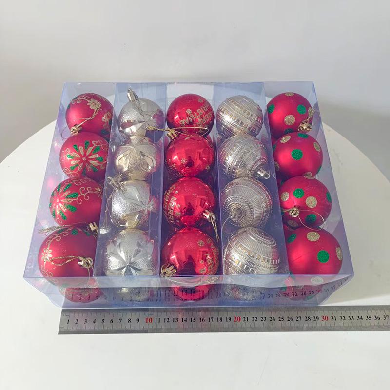 Cross-border Christmas Ornament Set: 40 Decorative 6CM Painted and Plated Plastic Balls.