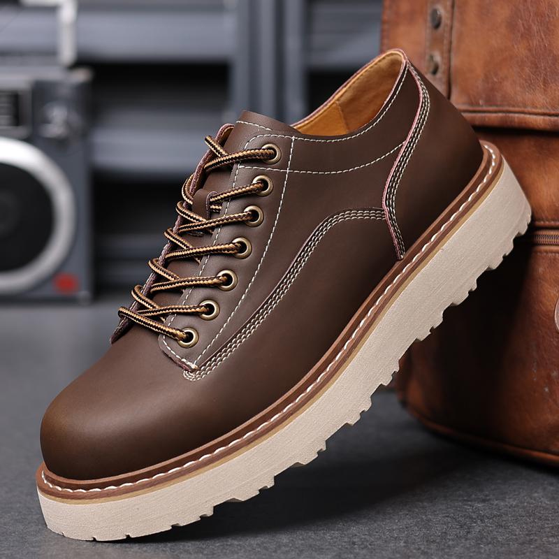 Fashion Classic Retro Handmade Casual Mens Oxford Shoes Top Comfort Men Fashion Men High Quality Leather Thick Soled Non-slip Work Shoes