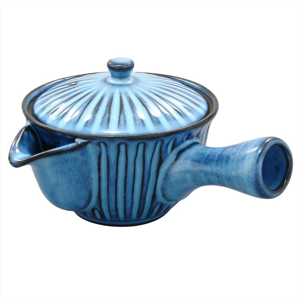 Hasami Ware Rizaemon Kiln Blue Carved Sparrow Mouth Teapot Tea 391088 (with Strainer)