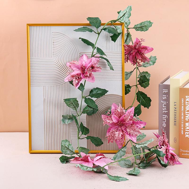 Christmas Decor Artificial Garland With Faux Flowers For Home Holiday Festive Atmosphere