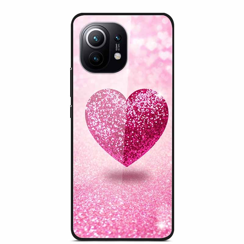 Glass Back Cover For Xiaomi 11 Lite 5G NE Case Soft Edge Hard Tempered Glass Case For Xiaomi Mi 11 Lite 5G NE Phone Case Coque