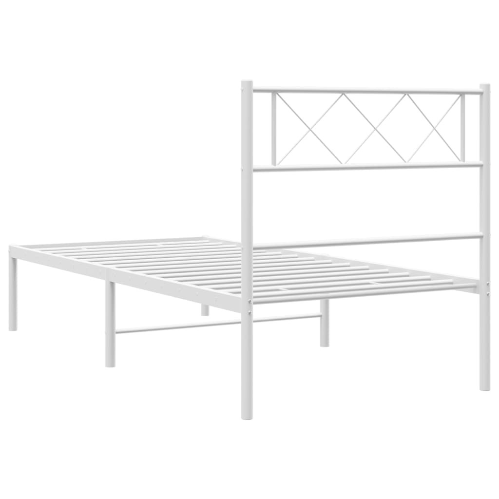 vidaXL Bettgestell mit Kopfteil Metall Weiß 90x200 cm