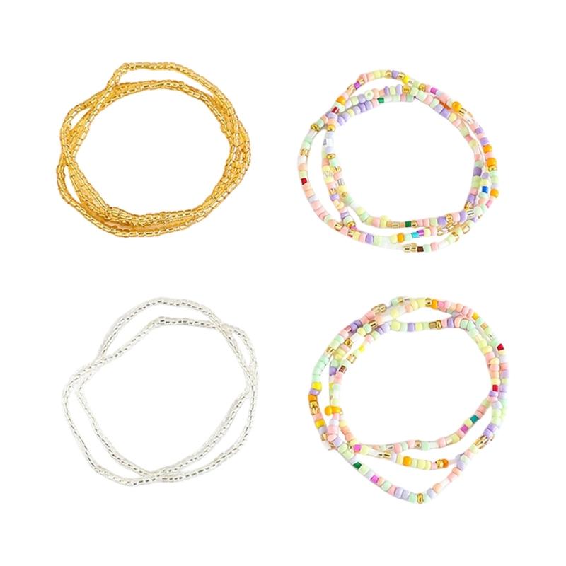 Fashion Handmade Multi Layer Glass Bead Bracelet Set Featuring Colorful Faux Crystal Designs for Fashion Foward Women