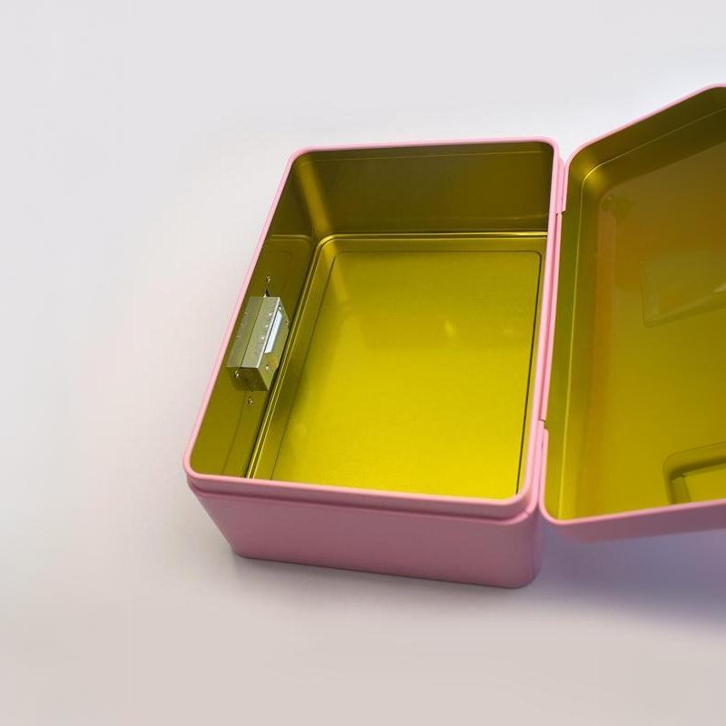 Combination Lock Password Lock Storage Box Metal Construction Flip Top Design Key Safe Box Rectangular Shape Initial Password