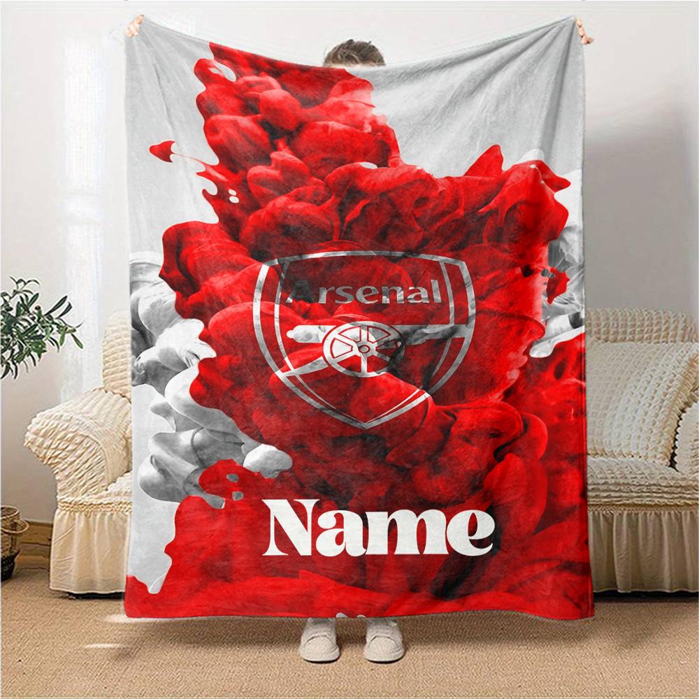 Custom Name Arsenal Roses Artwork Blanket for Couch & Bed, Plush Cozy Fuzzy Blanket Super Soft & Warm Blankets for Fall and Winter. 0908169