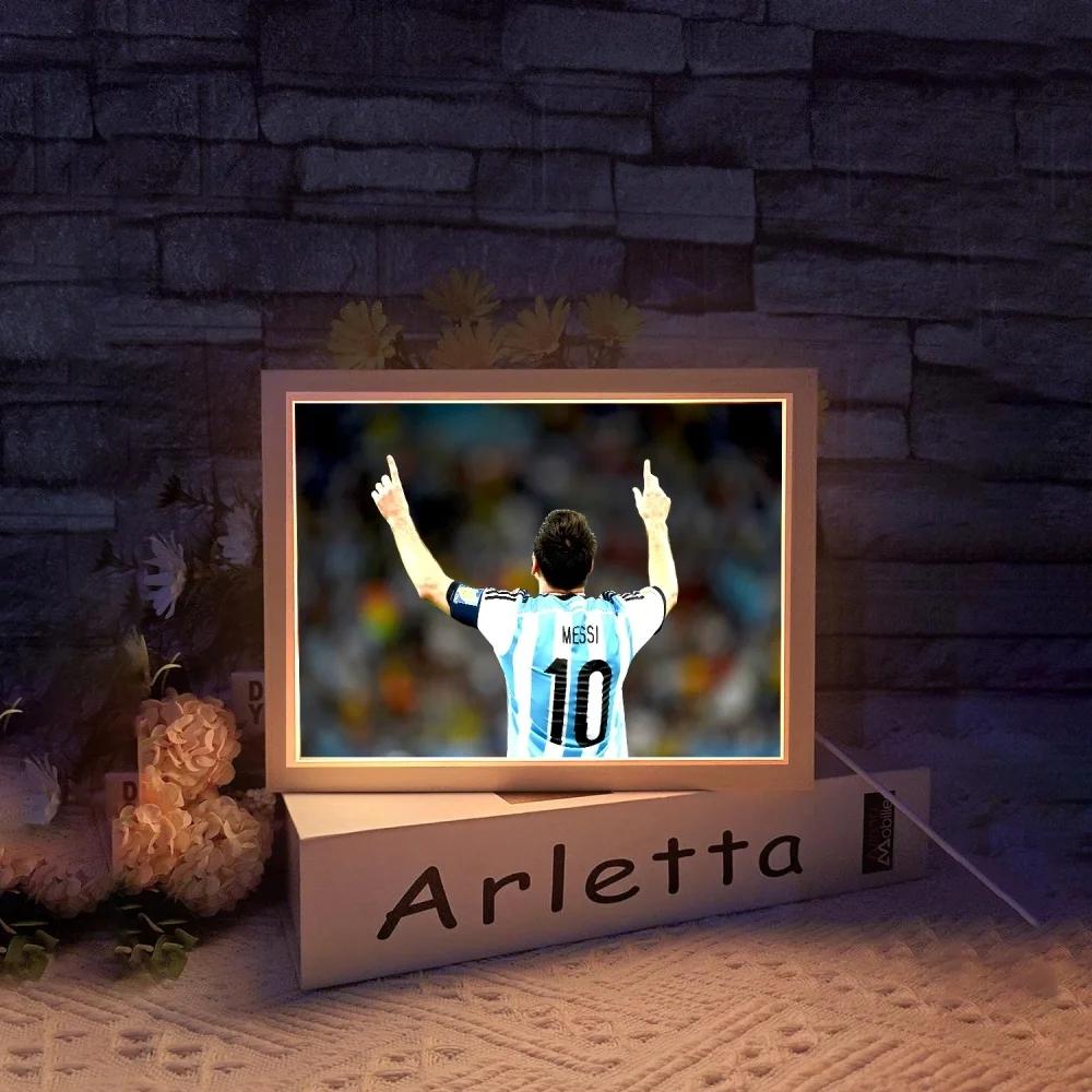 USB Light Painting Football Character Messi Light Moon Lamp Wall Art for Room Decor Home Friends Fan's Birthday Christmas Gifts