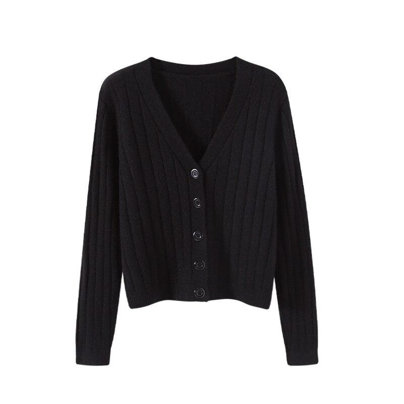 Cappotto lavorato a maglia Moda Solido allentato Maglione a maniche lunghe Autunno Inverno Maglioni con scollo a V Donna Cardigan con bottoni sottili Top Donna 28566