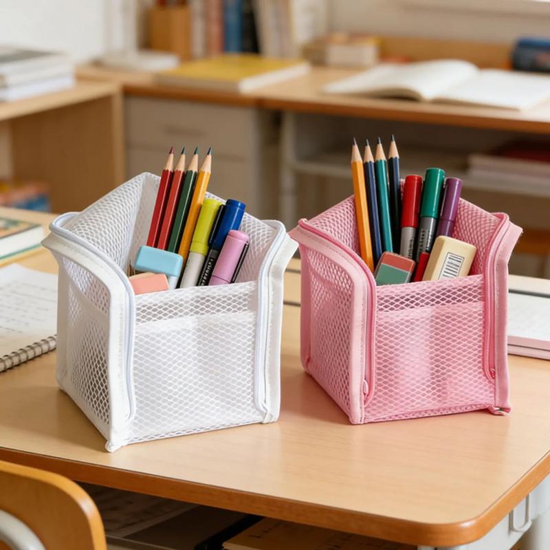 Large Capacity Pvc Cosmetic Bag Waterproof Space Saving Toothbrush Toiletry Pouch Stand Up Zipper Closure Portable Beauty Case