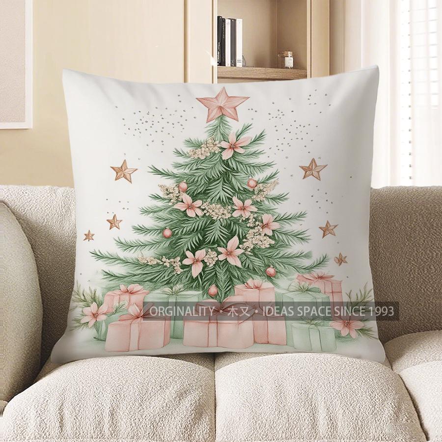 

Home Decor Christmas Tree Pillow: Festive Decor Accent Pattern Cushion Cover Suitable For Sofa Bedroom Car Pillow Cover 40x40cm