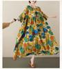 Plus Size Floral Dress Cotton Linen Round Neck Travel Dress Summer Large Size Vintage Loose Bohemian Long Dress Women's Clothing