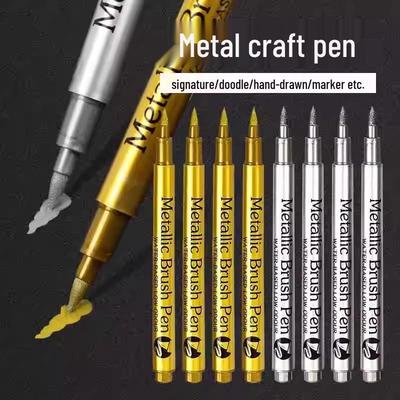 0.01 Metal Soft Tip Pen - Gold & Silver for Calligraphy, Invitations, Sutra Copying & Greeting Cards