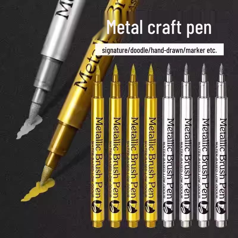 0.01 Metal Soft Tip Pen - Gold & Silver for Calligraphy, Invitations, Sutra Copying & Greeting Cards