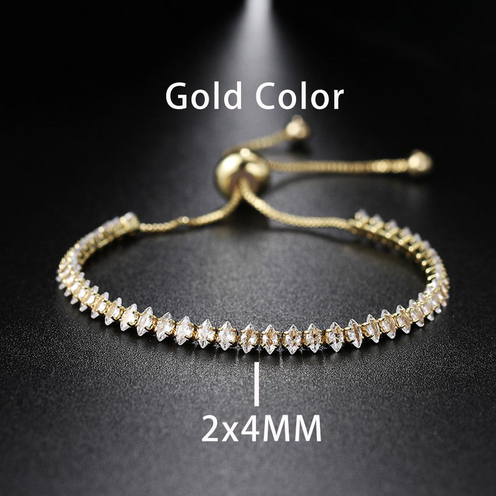 New Trendy Adjustable Oval Cut Tennis Bracelets for Women Dazzling Horse Eye Shaped Zirconia Chain on Hand Wedding Party Zircon