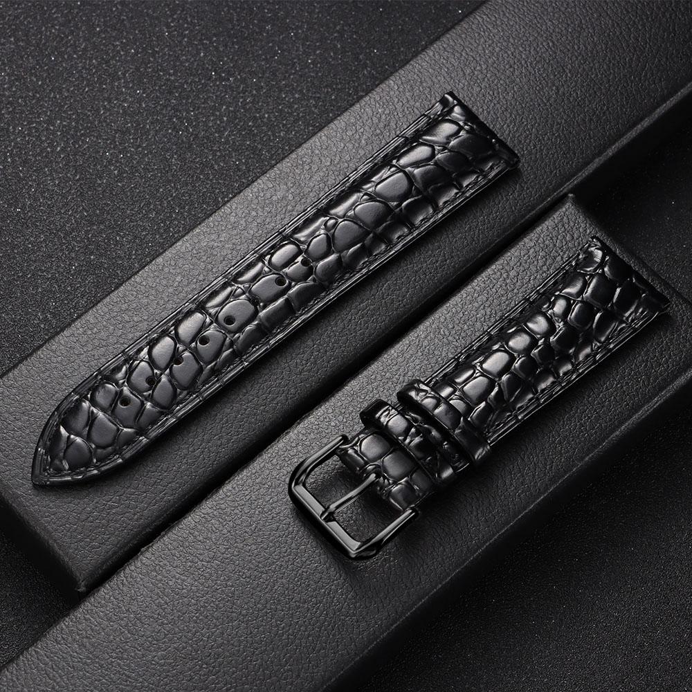 Crocodile Pattern Design Leather Watch Strap 16mm 18mm 19mm 20mm 21mm 22mm Universal Watchbands Casual Business Wristwatch Band