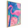 Poster - Rosa Flamingo - Abstrakter Flamingo vor dem Hintergrund von Palmen und Eiswürfeln