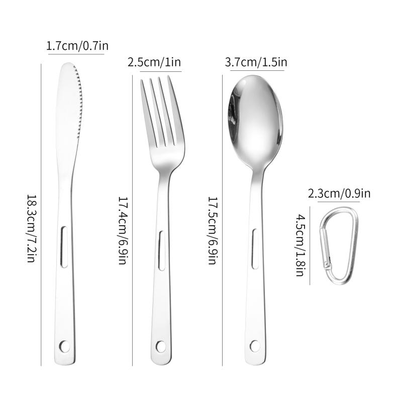 3Pcs/Set Outdoor Camping Western Food Cutlery Set Picnic Stainless Steel Knife Fork Spoon Set Hiking Travel Portable Tableware