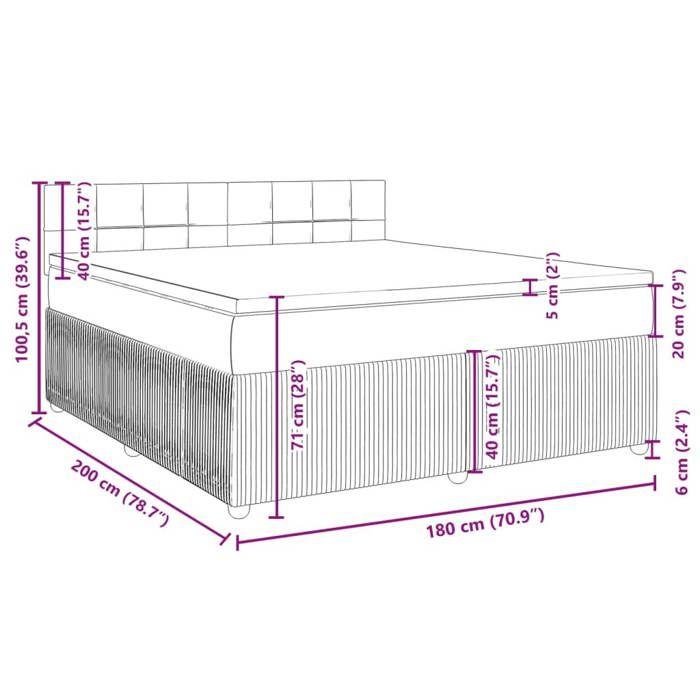 VidaXL Slat Bed Base with Mattress Black 180x200 Cm Fabric 3289837