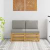 2 Piece Outdoor Center Sofa Solid Acacia Wood White