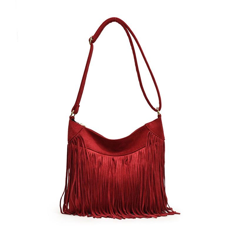 Personalized Design Sense Niche Retro Fringed Bag Women's Autumn Imitation Suede Messenger Bag Versatile Shoulder Bag