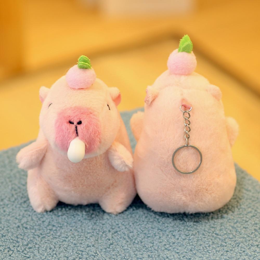 Pink Capybara Plush Pendant Persimmon Capybara Plushie Doll Capybara Plush Keyring Christmas Gift