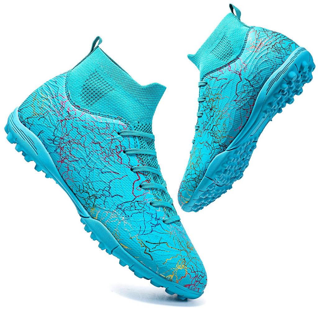 Scarpe da Calcio Professionali High-Top da Uomo, Tf, Chiodi Spezzati (Riferimento alle Tacchette), Unghie Corte (Riferimento ai Borchie), Allenamento su Erba Sintetica,