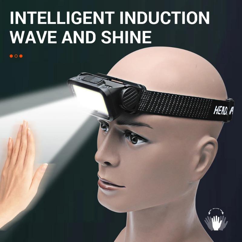 Portable USB Rechargeable Headlamp LED Headlight Built-in Battery Waterproof Head Flashlight Hiking Camping Head Front Torch