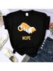 The Little Orange Cat Bows His Head And Refuses Printed T-Shirts Wounisex Funny Cartoons Short Sleeves Soft Summer T Shirt Female