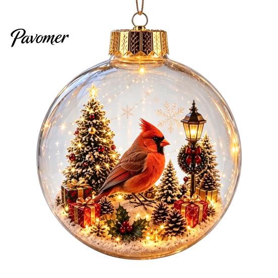 Weihnachtsbaumschmuck Story Ornament, 8 cm Kugel-Hängedekoration mit Mini-Feiertagsszene, Bruchfeste Kugeln im Inneren, Klarer Kunststoff-Weihnachtsanhänger