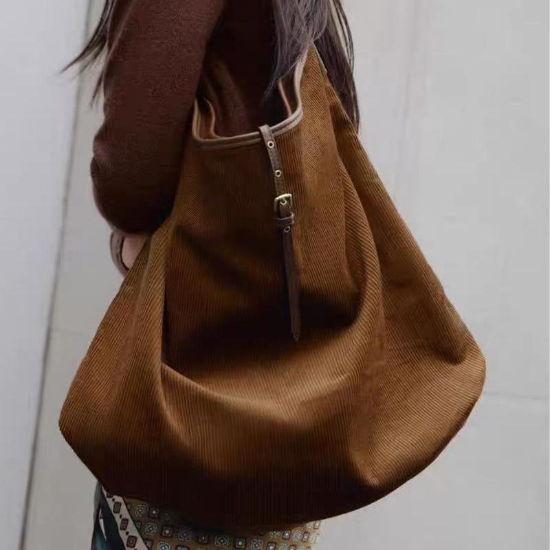 Retro Matt Corduroy Damen Umhängetasche Von Den Meeren Herbst Winter Pendler Tragetasche Hohe Qualität Großes Fassungsvermögen