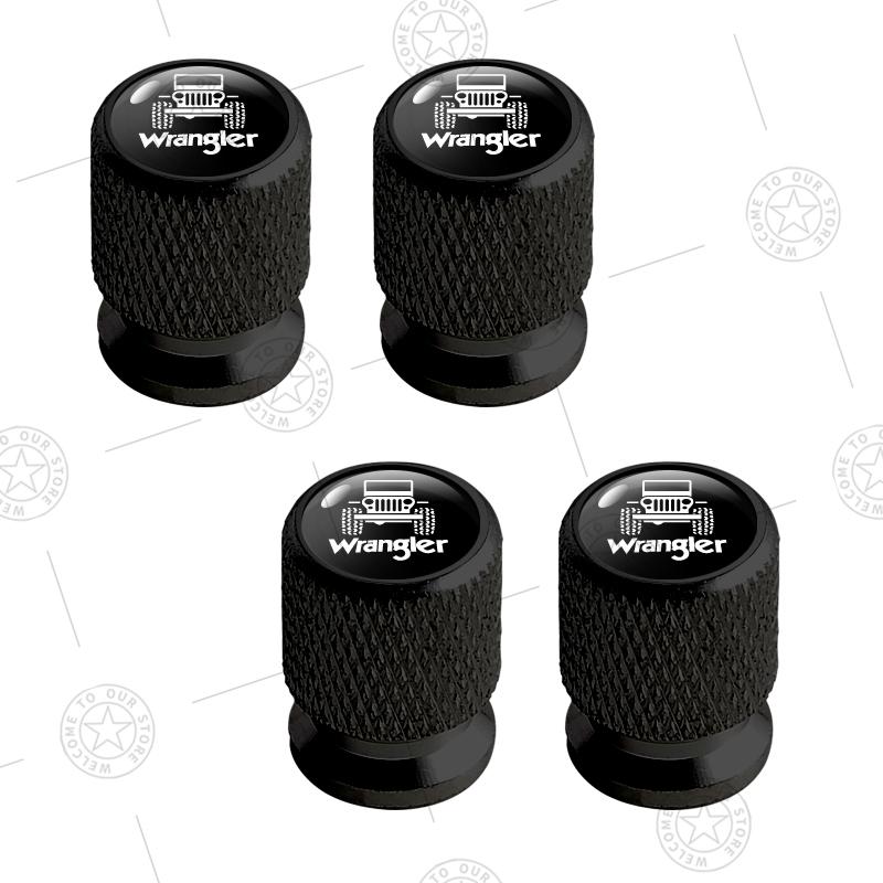 4pcs For Jeep Wrangler Renegade Cherokee Off-Road Vehicle SUV Logo Car Wheel Tire Valve Caps Air Stem Aluminum Accessories