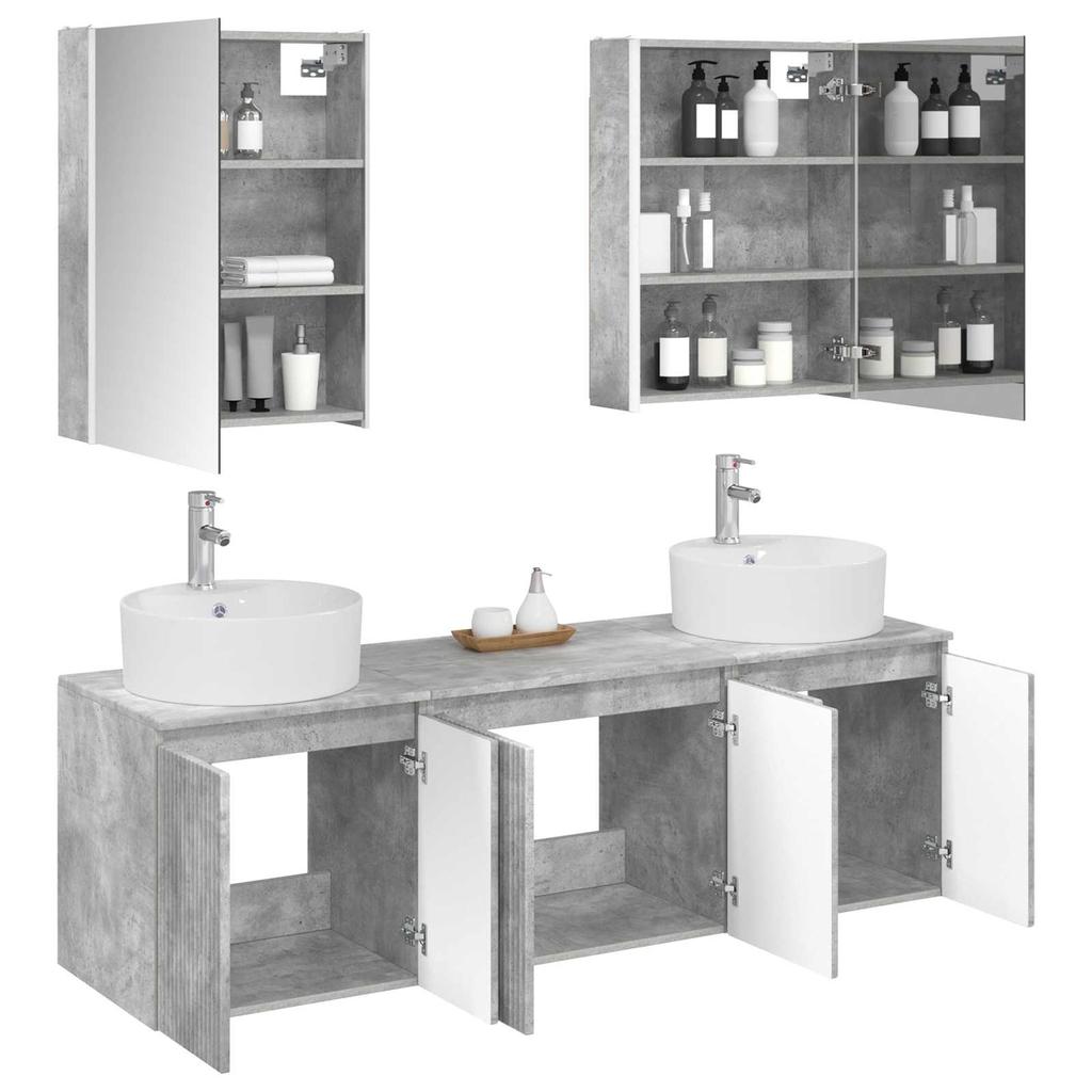 Bathroom Cabinet Set 5 Pcs Concrete Grey Particleboard