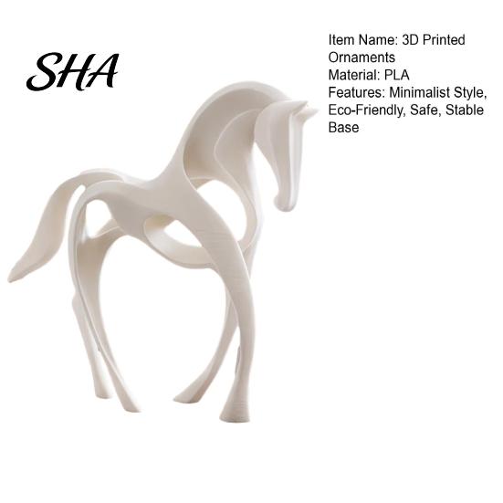 Artistic Desktop Ornament 3D Printed Abstract Horse Statue, Minimalist Galloping Stallion Sculpture with One-Piece Print Flowing Curves, Modern