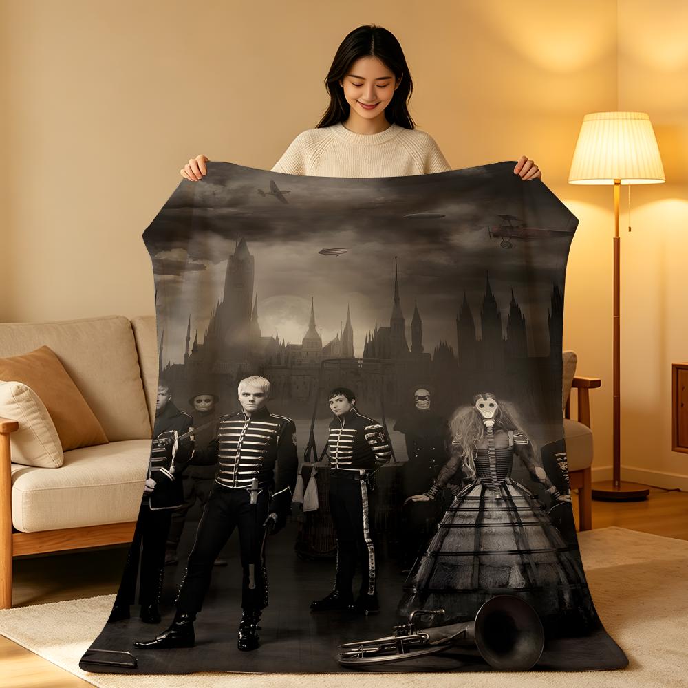 Band M-My C-Chemical R-Romance Throw High-Density Short Plush Blanket Soft Skin-Friendly for Sofa Nap Air-Conditioned Room