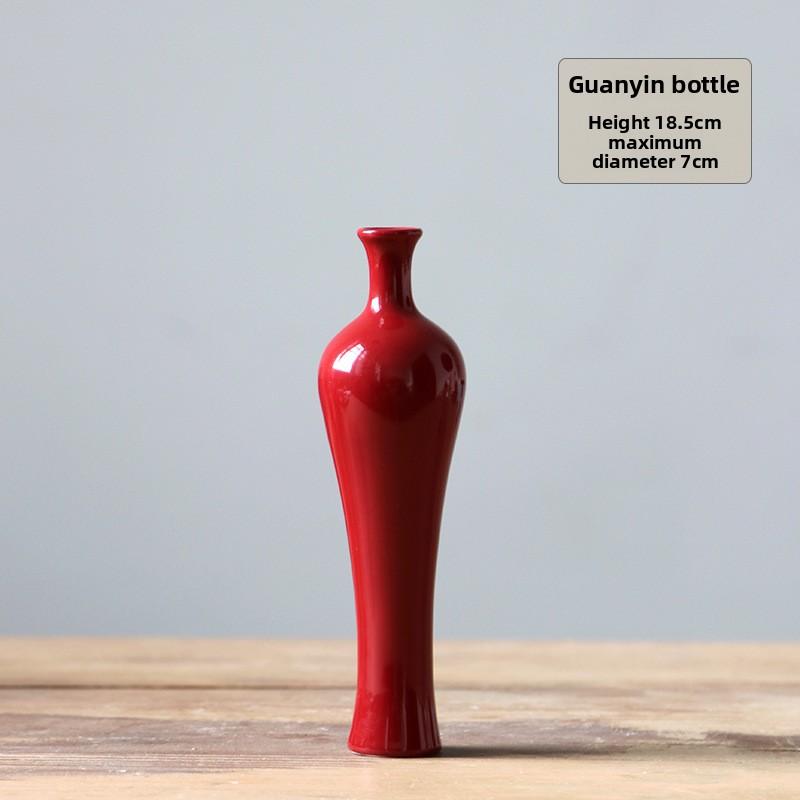 Red Ceramic Vintage Small Vase Festive Wedding Housewarming New Year Decor Elegant Home Ornament