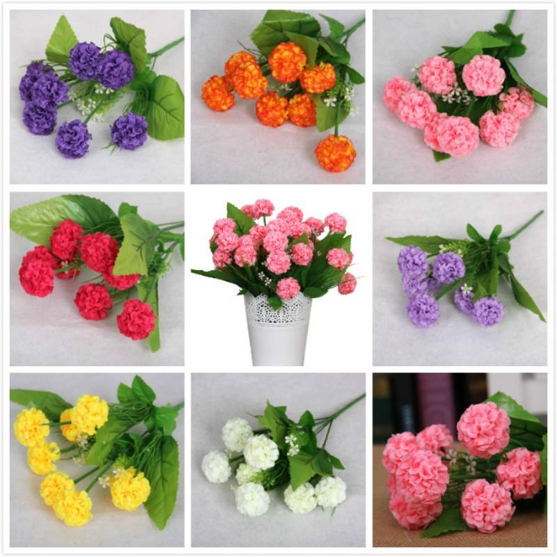 Silk Flowers 8 Heads Artificial Hydrangea Bouquet For Bridal Arrangements**